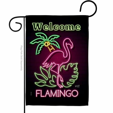 PATIO TRASERO Welcome Neon Flamingo Summertime Tropical 13 x 18.5 in. Double-Sided  Vertical Garden Flags for PA4061191